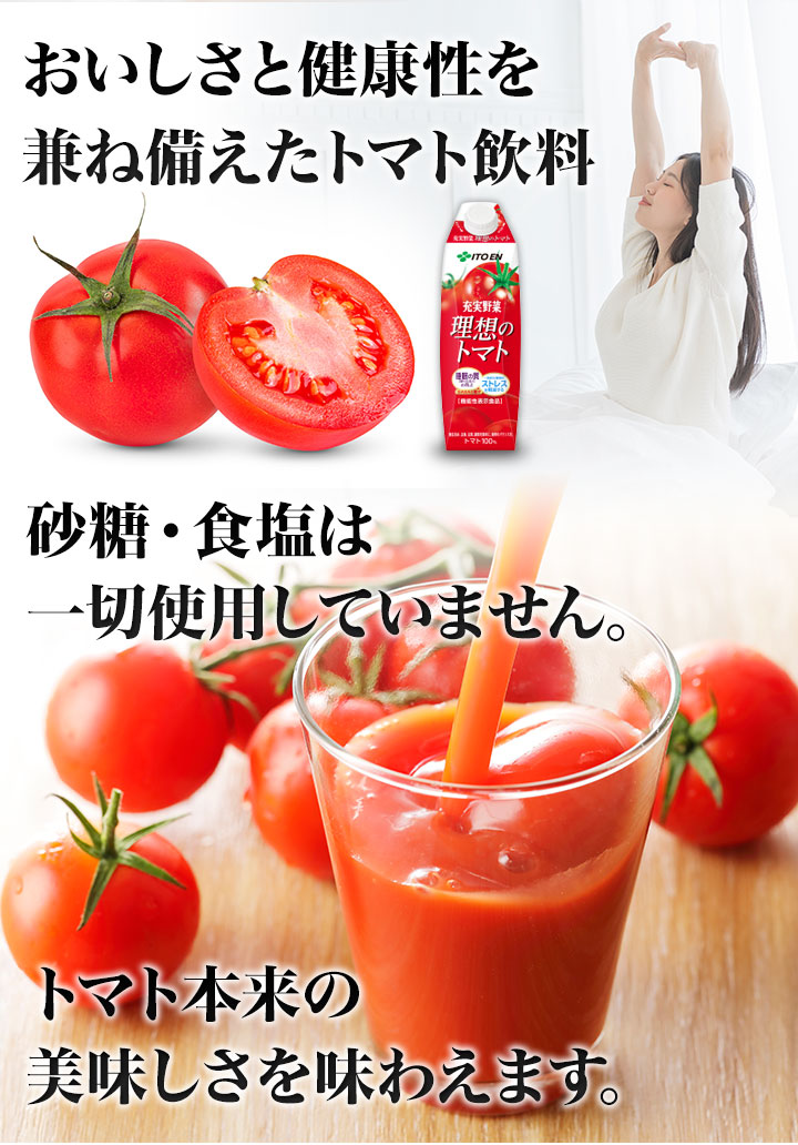 1000ml 6本 充実野菜 理想のトマト 1L 紙パック 伊藤園 トマトジュース