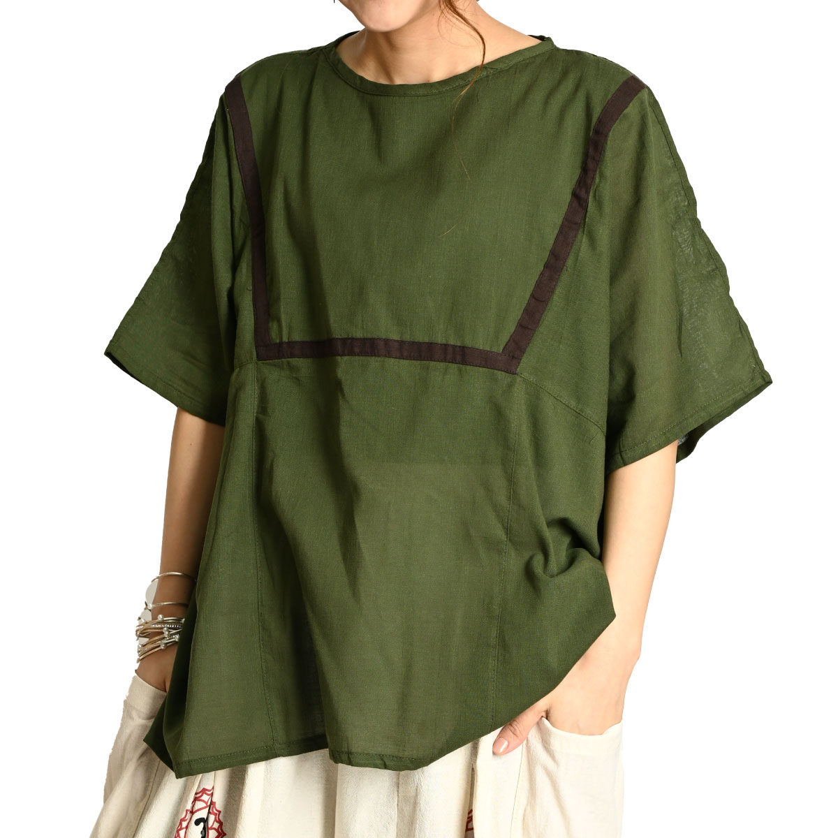 marai Tシャツ エスニック アジアン カットソー 半袖 レディース