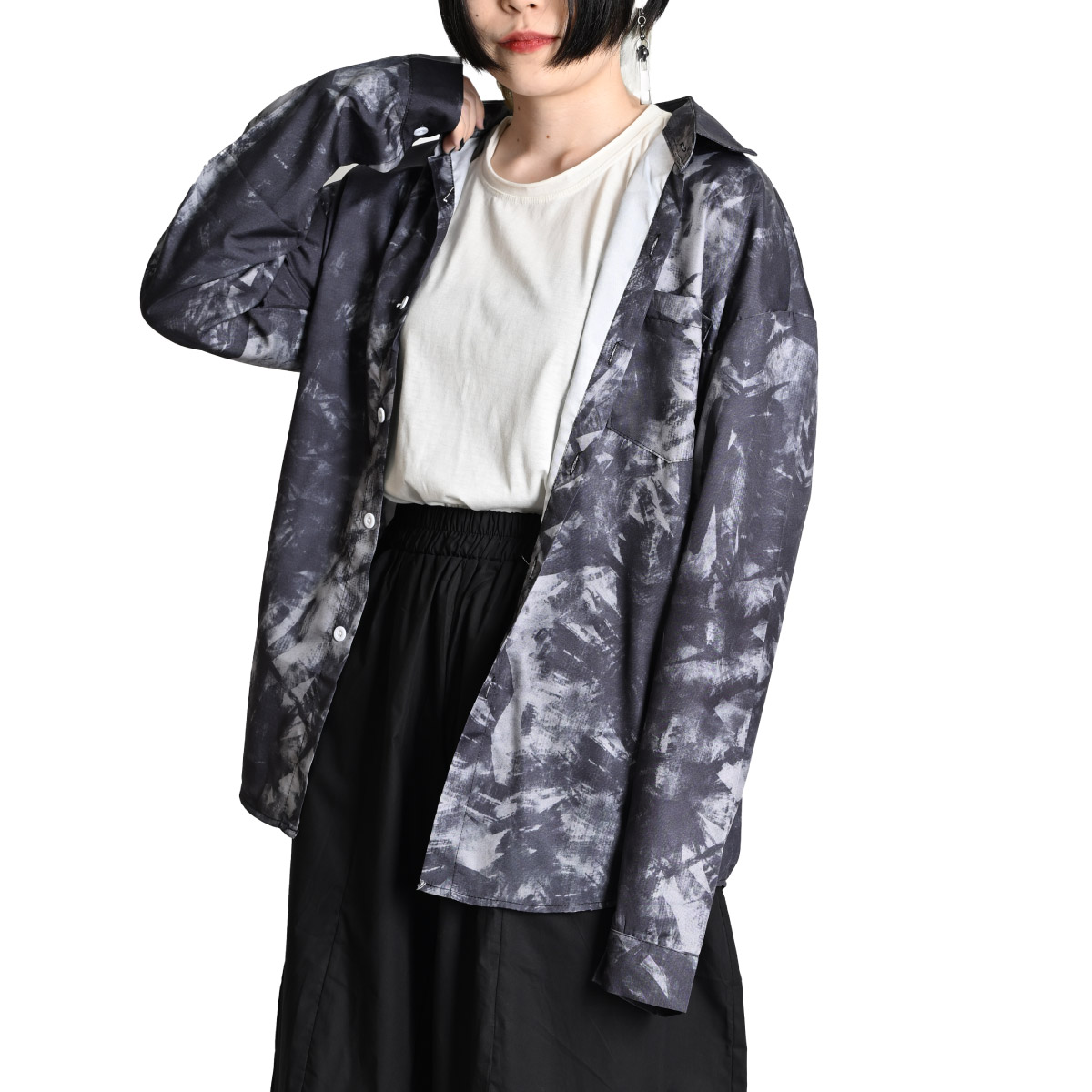 marai 柄シャツ メンズ レディース 長袖 シャツ ブラウス 総柄