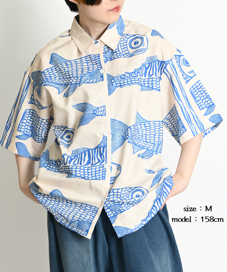 marai（マーライ） 柄シャツ メンズ レディース 半袖 春 夏 魚 サカナ