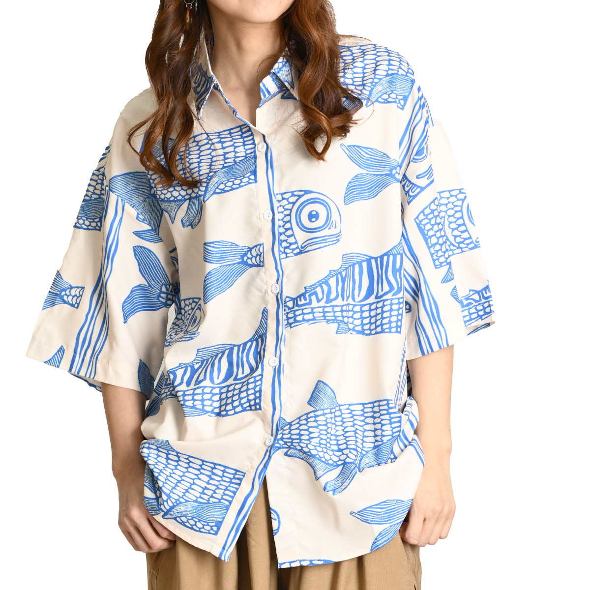 marai（マーライ） 柄シャツ メンズ レディース 半袖 春 夏 魚 サカナ