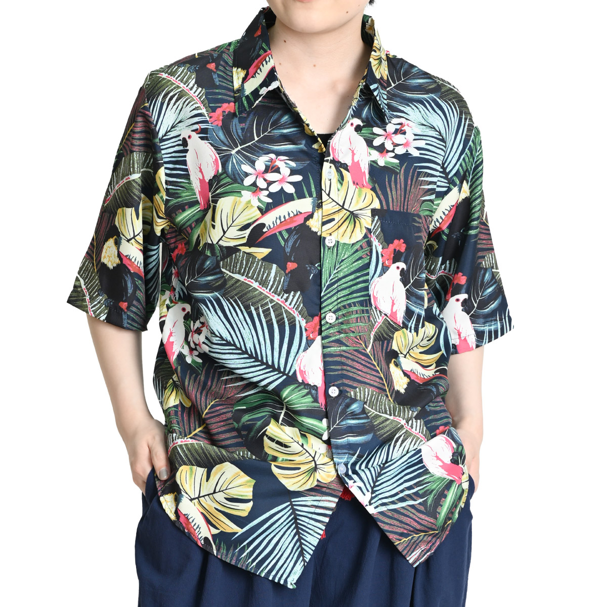【希少・美品】SCOTCH&SODA 総柄 アロハシャツ M ボタニカル 南国風 セール シャツ メンズ オープンカラー 半袖 ボタニカル アロハ