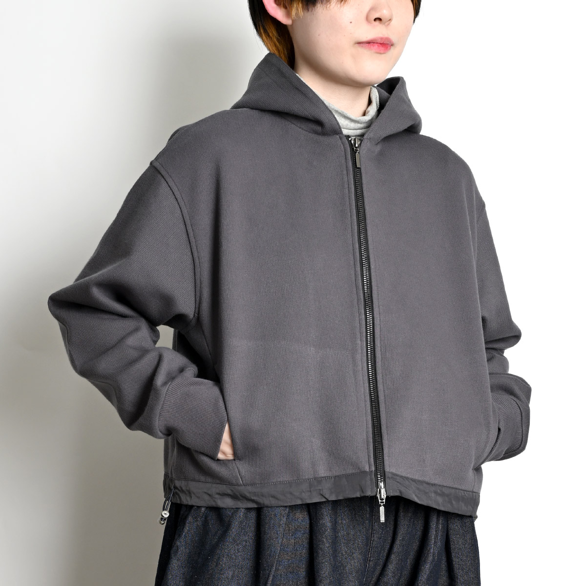 フーディー パーカー トップス レディース フードを立てて、颯爽と。サカリバダブルZipショートフーディー プルオーバー ジップパーカー ドロスト 羽織 春 春服 marai フーディー パーカー トップス レディース フードを立てて