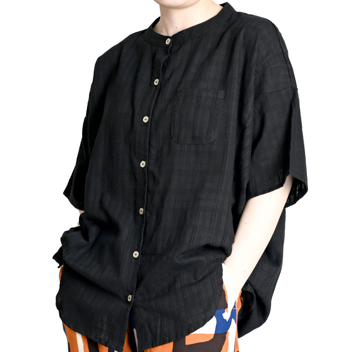 marai バンドカラーシャツ レディース チェック柄 ちょっとした