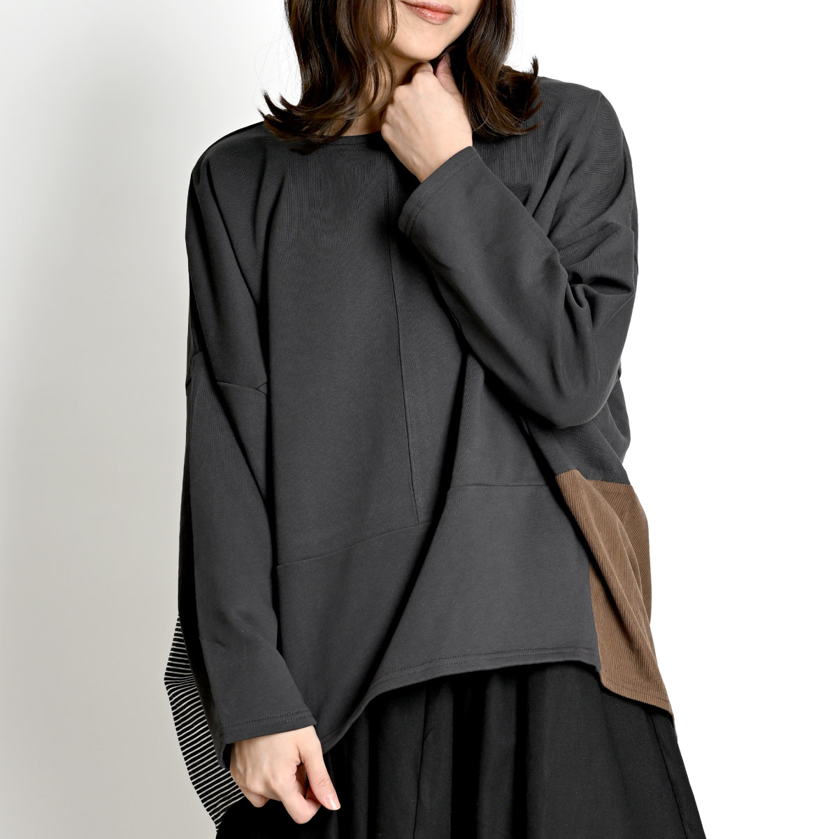 marai トップス ロンT レディース 飽きがこない異素材MIX。プル