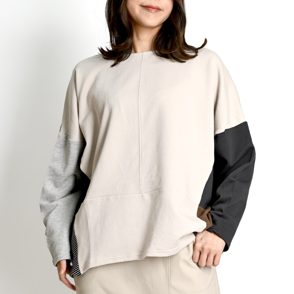 marai トップス ロンT レディース 飽きがこない異素材MIX。プル