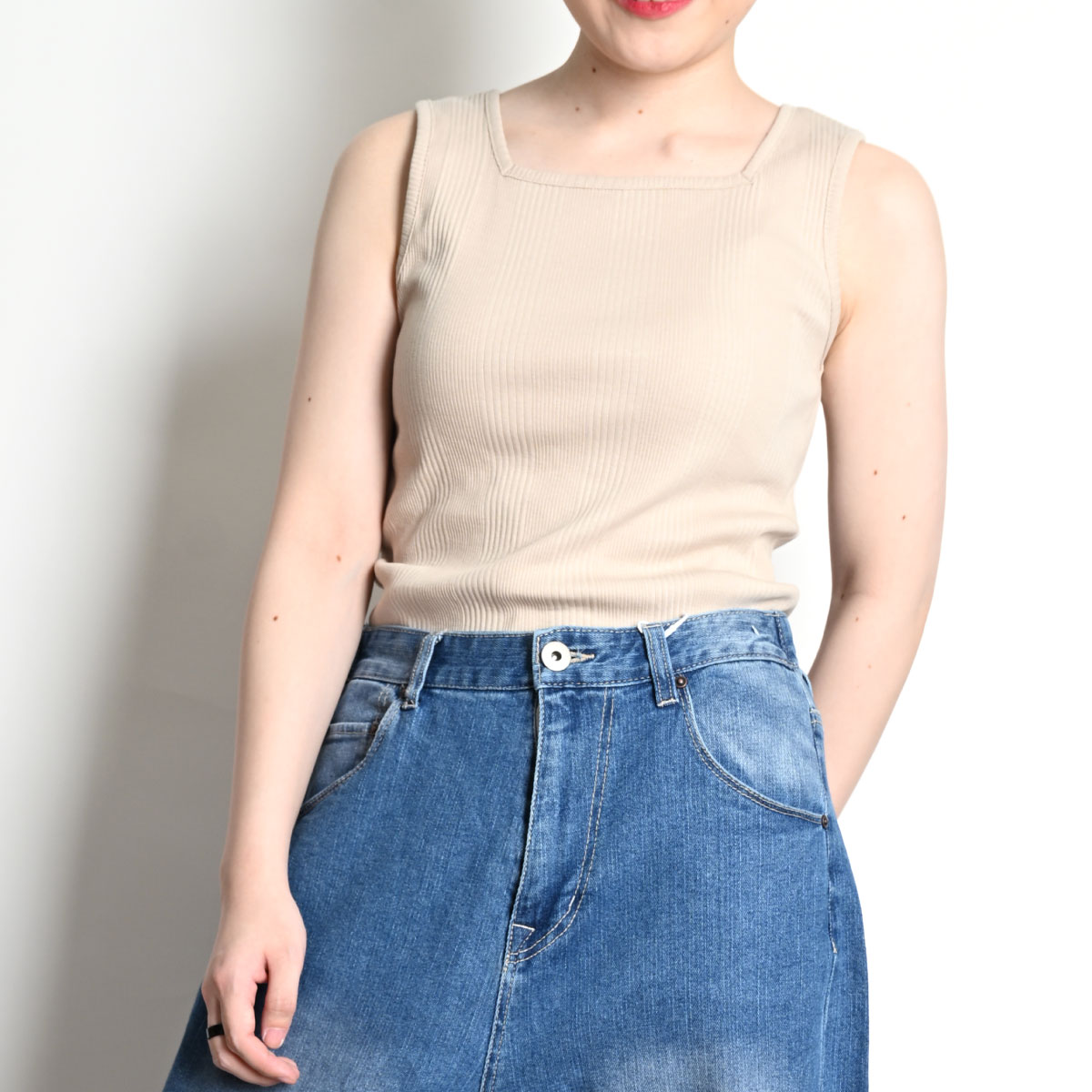 新品未使用品【yonfa ヨンファ】スクエアリブタンクトップ marai（マーライ） タンクトップ リブタンクトップ レディース