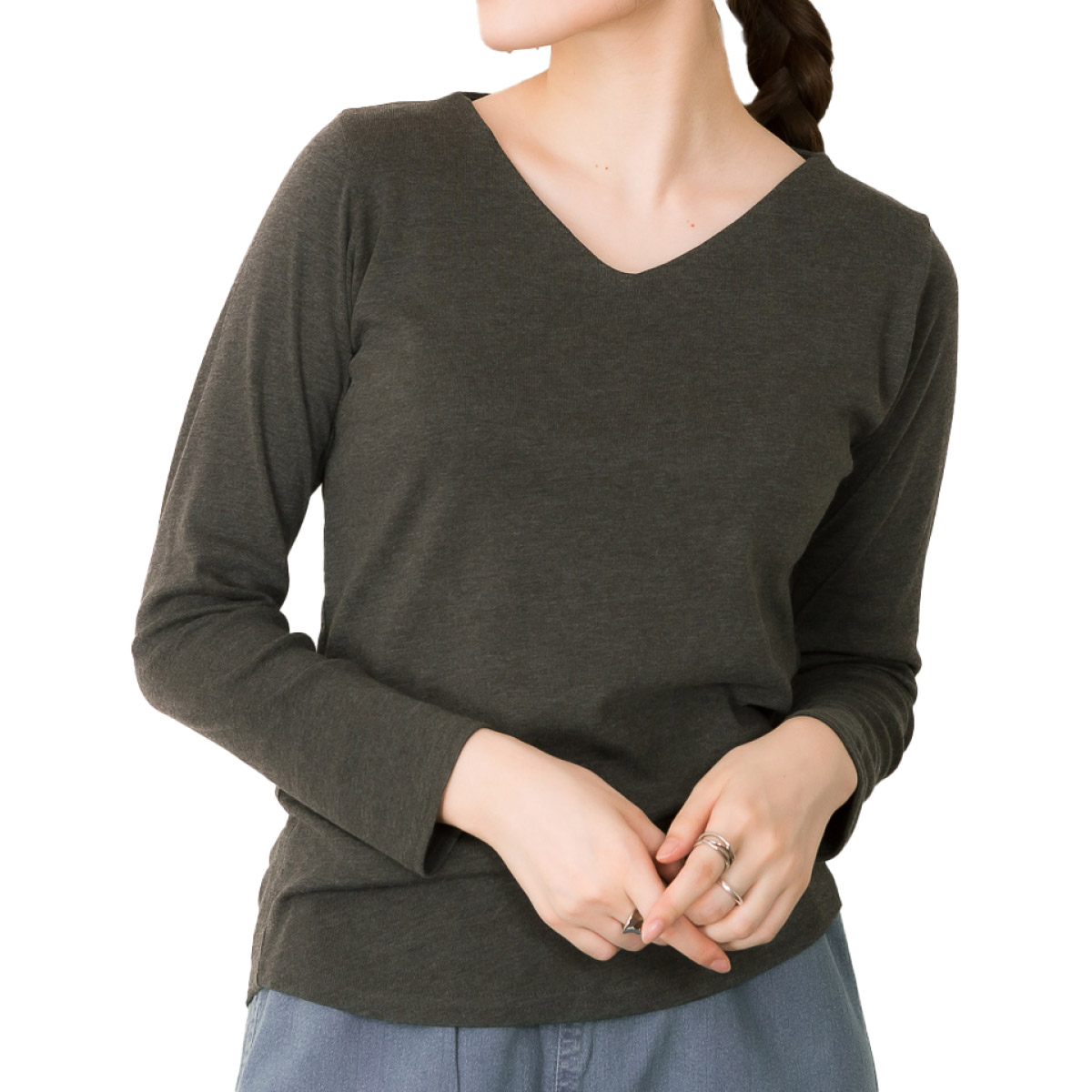 marai（マーライ） 【3-10日で発送】Vネック Tシャツ 長袖 レディース 