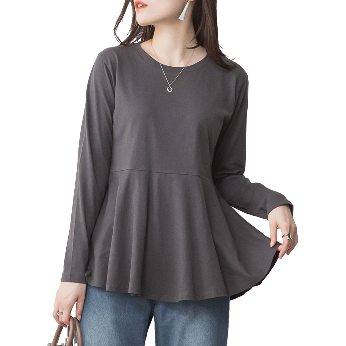 mare フレアデザイン長袖トップス marai（マーライ） 長袖カットソー Tシャツ レディース 長袖 裾フレア トップス