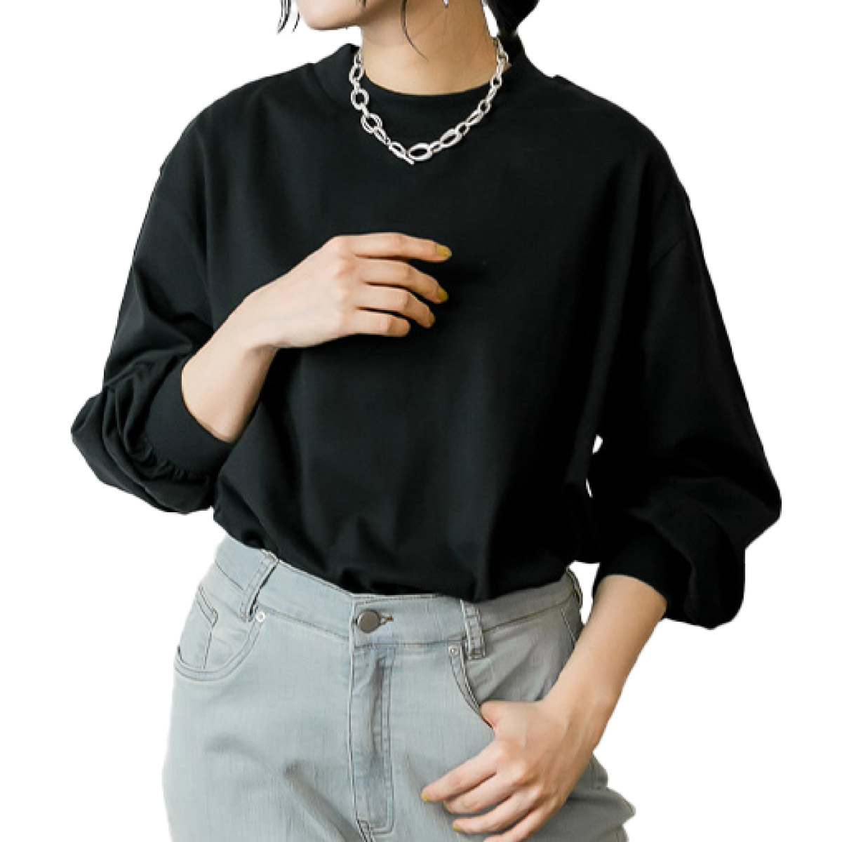 marai（マーライ） ロンT 長袖 レディース モックネック ボリューム袖