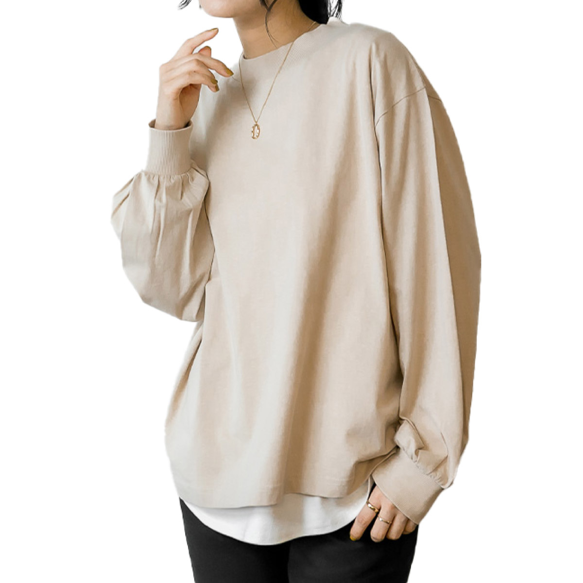 marai（マーライ） ロンT 長袖 レディース モックネック ボリューム袖