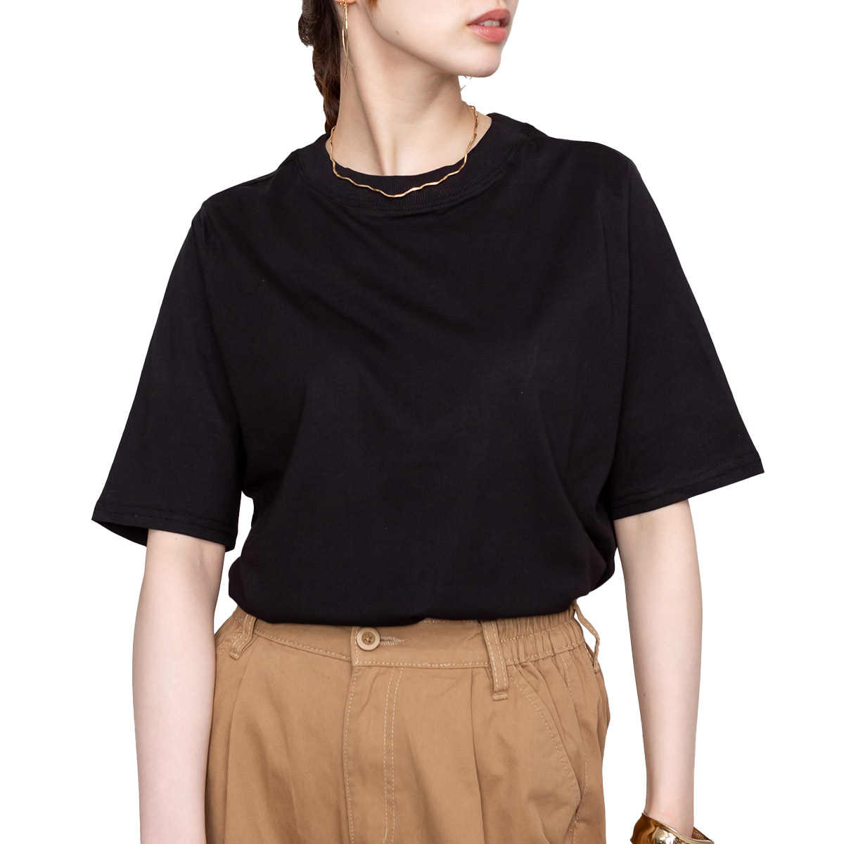 marai（マーライ） Tシャツ レディース 半袖 綿100% プチハイネック