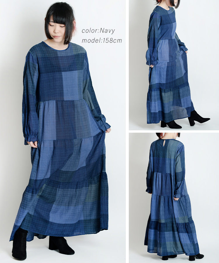 大人かわいいガーリーレトロな総柄ティアードワンピース