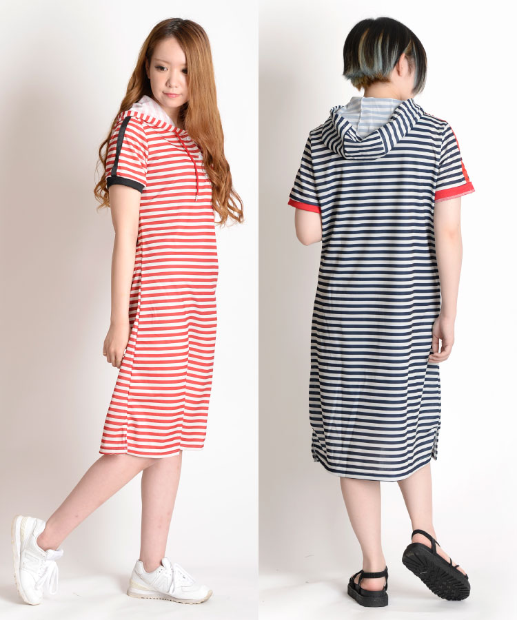 A BATHING APE パーカーワンピース　チュニック　ボーダー　ストライプ A BATHING APE パーカーワンピース チュニック ボーダー ストライプ