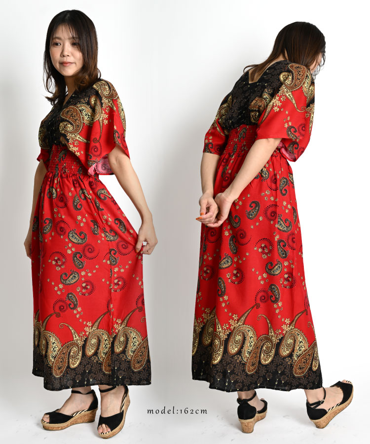 ファッション特集 夏 春 ワンピース marai レディース マキシ丈 ロング 半袖 服&ファッション小物