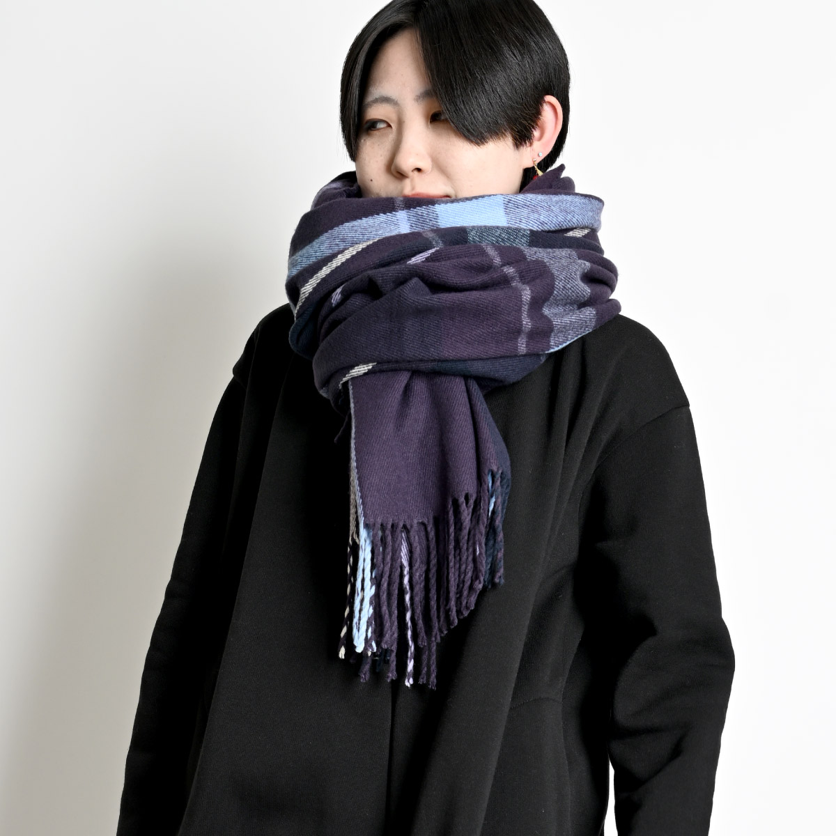 marai マフラー ストール 大判 厚手 チェック クラシックに差し