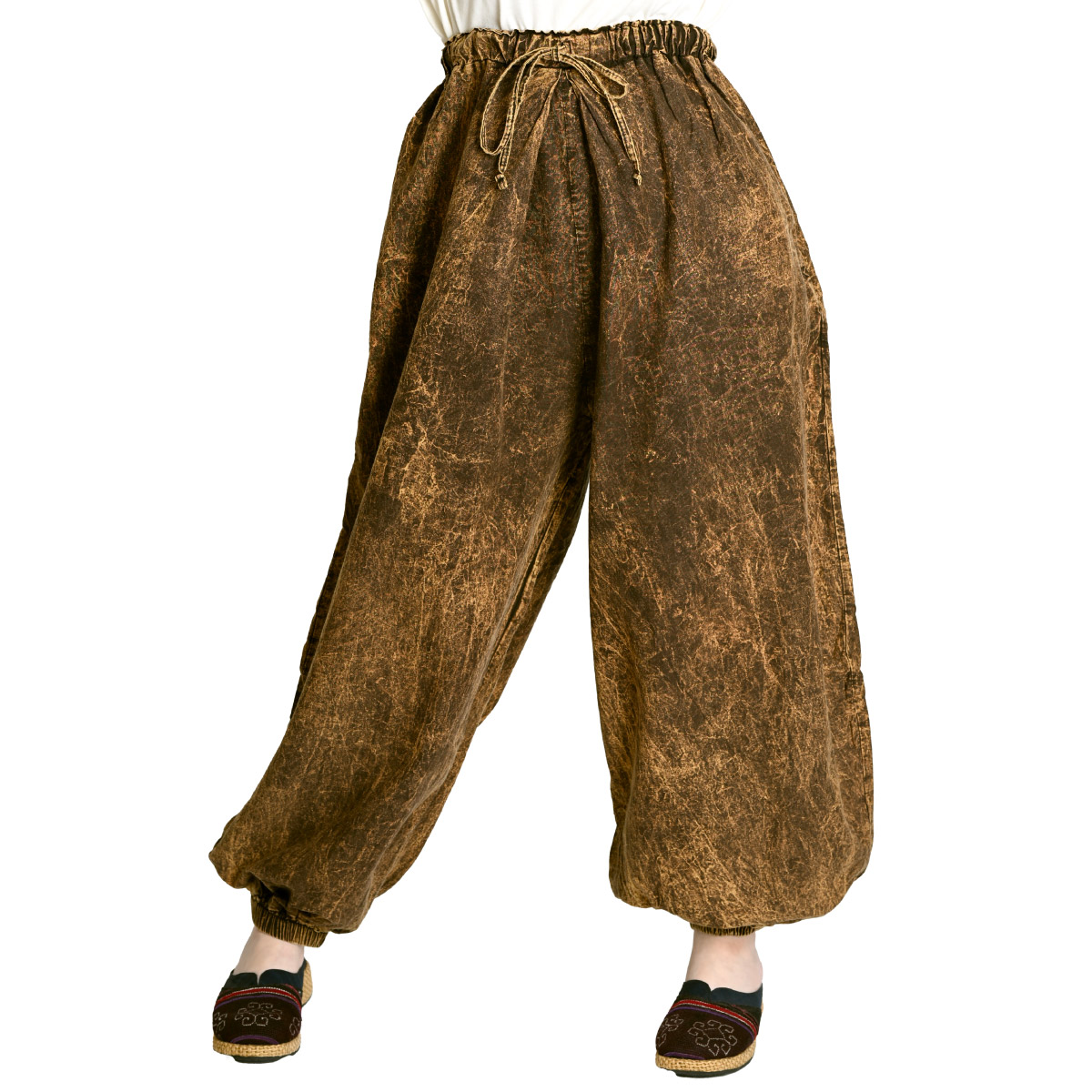 【新品】藍染　ストーンウォッシュ　サルエルパンツ 男女兼用　F441-29 pa72.jpg