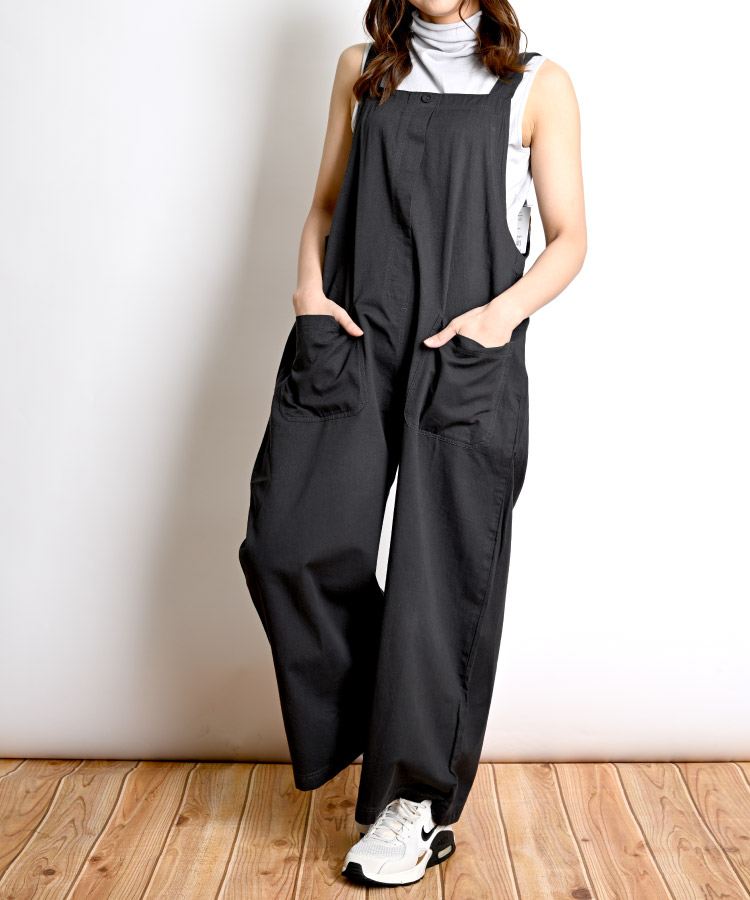 enchar サロペットパンツ　ネイビー　新品未使用 marai サロペット レディース オールインワン ワイドパンツ