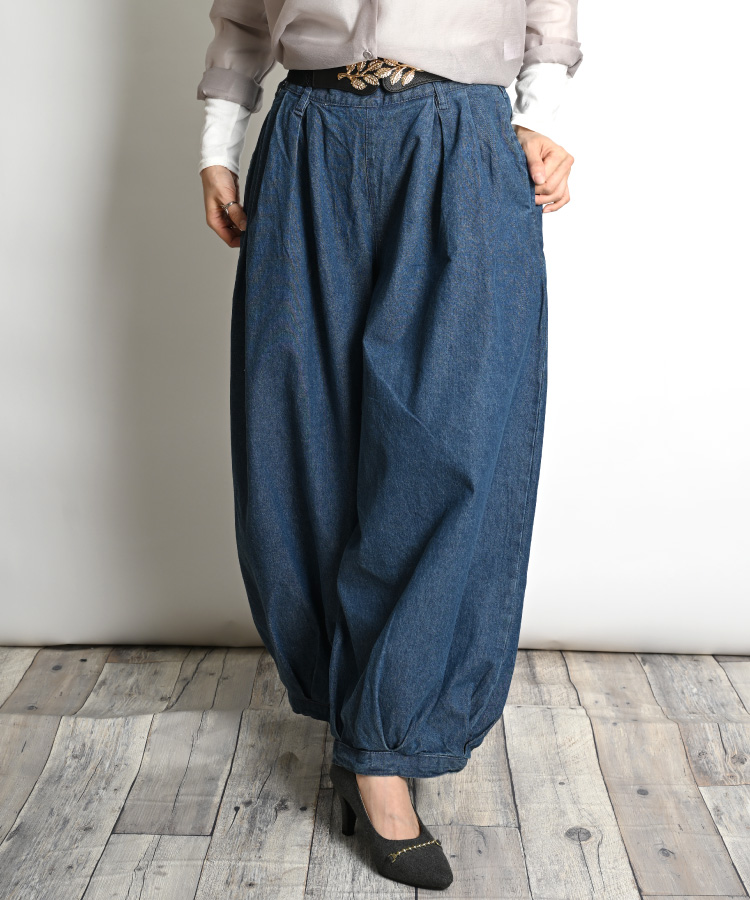 marai パンツ デニム バレルレッグ カーブパンツ ロング