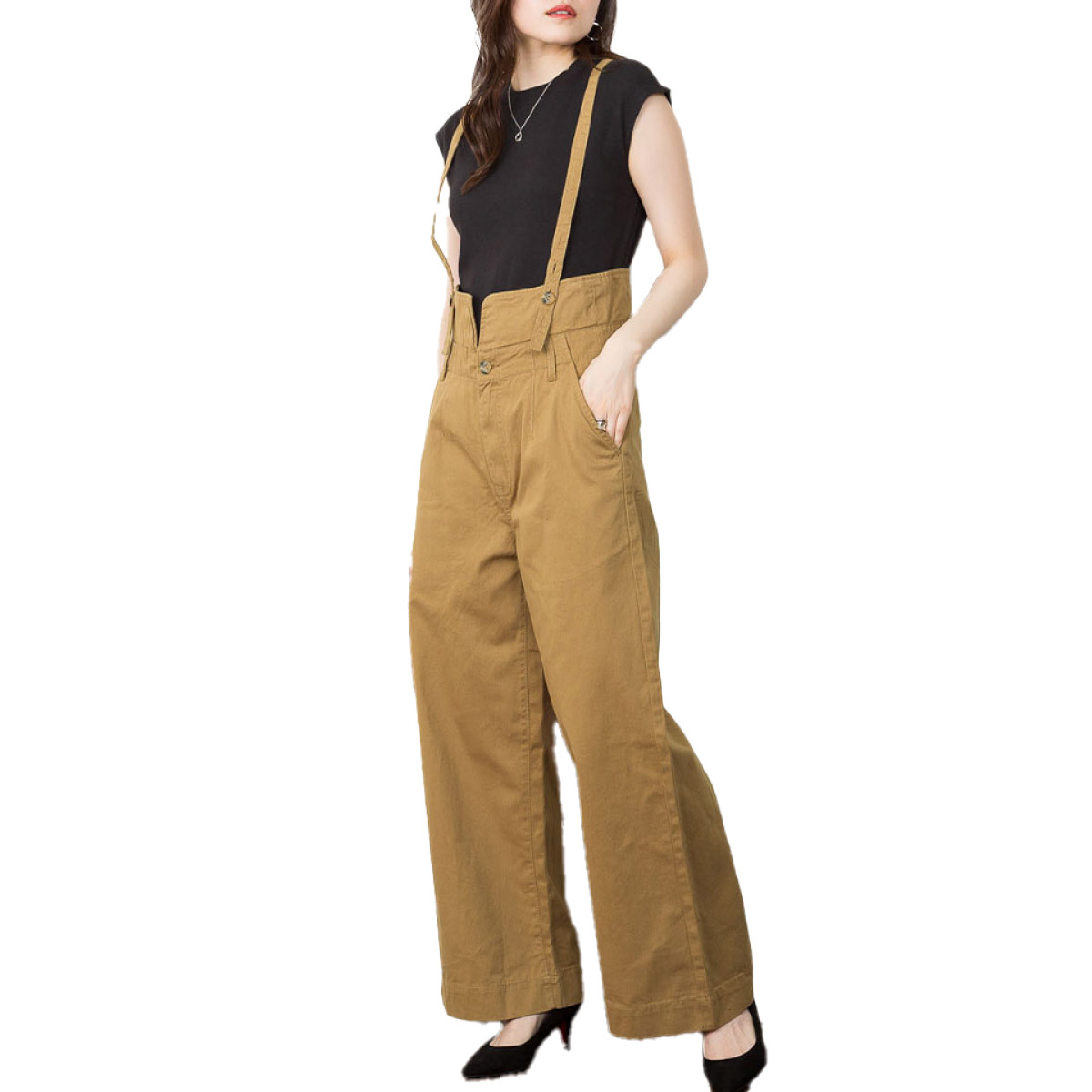 marai（マーライ） パンツ レディース ワイドパンツ サスペンダー付き