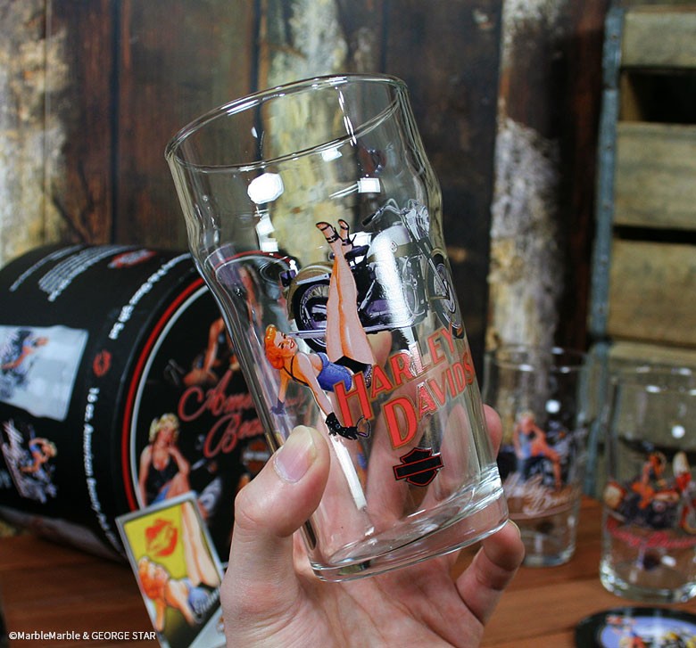 ハーレーダビッドソン ガラスコップ 2個セット marblemarble_zak-cup-00203-004
