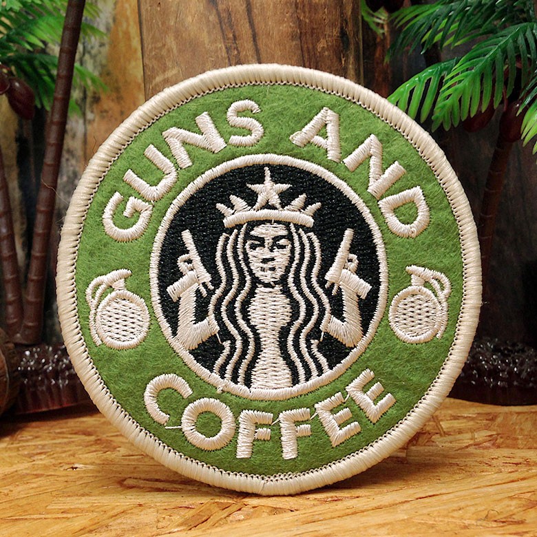 G4 ミリタリー ワッペン GUNS AND COFFEE [ ベルクロ マジックテープ