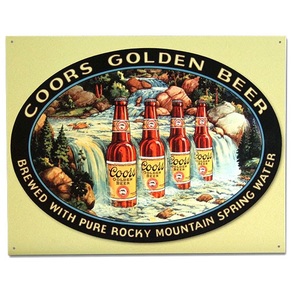 C3 ブリキ看板 COORS クアーズ GOLDEN BEER 4BEER＆フォール