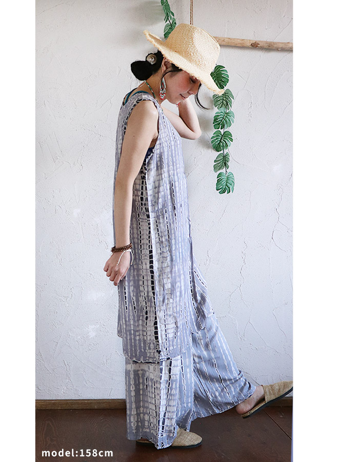 ご購入者様決定 タイダイ柄ノースリーブワンピース白紺チュニック