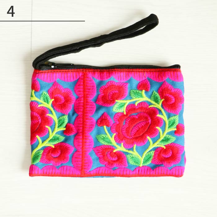 ミニポーチ フラット 小物入れ エスニック モン族 刺繍 刺しゅう