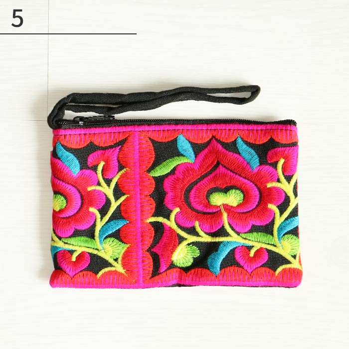ミニポーチ フラット 小物入れ エスニック モン族 刺繍 刺しゅう