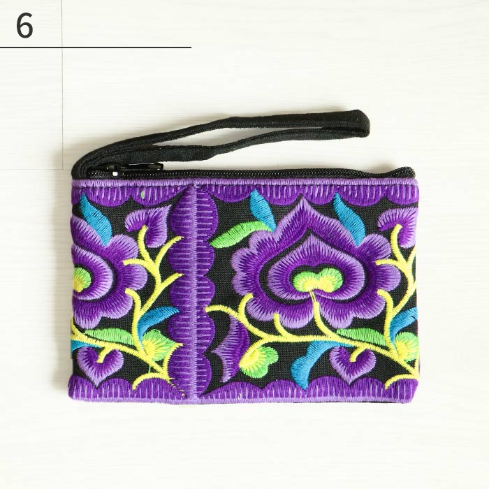 ミニポーチ フラット 小物入れ エスニック モン族 刺繍 刺しゅう