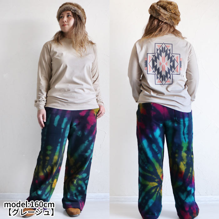 Tシャツ ロンT カットソー トップス 長袖 エスニック アジアン