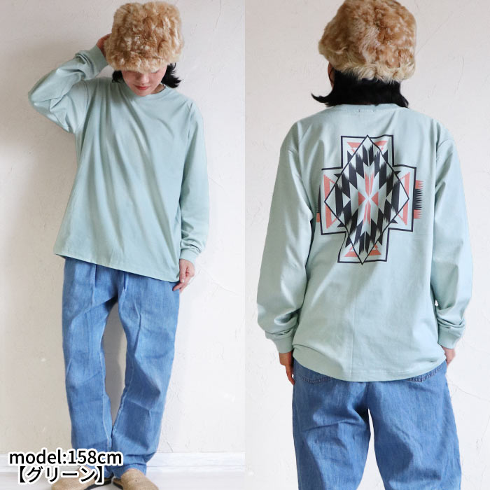 Tシャツ ロンT カットソー トップス 長袖 エスニック アジアン