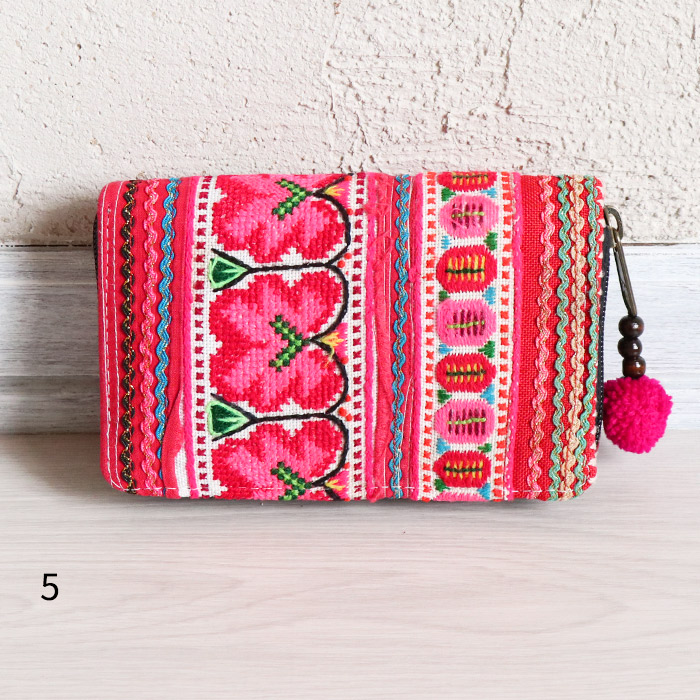 ショートウォレット モン族 刺繍 財布 サイフ 小銭入れ ショートウォレット モン族 刺繍 財布 サイフ 小銭入れ