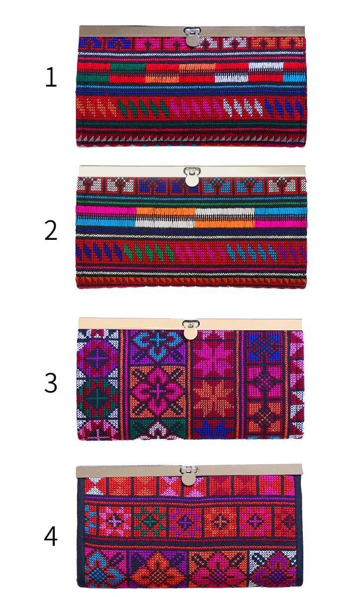 訳あり特価】長財布 財布 サイフ レディース マチ 手刺繍 アカ族