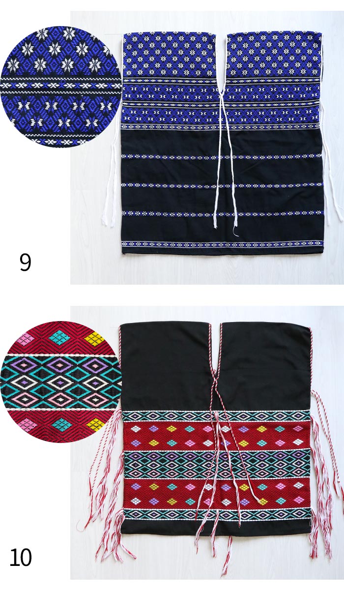 エスニック トップス カレン族 貫頭衣 手織り生地 刺繍 刺しゅう 民族 衣装 コットン フリンジ Vネック 半袖 カットソー  (3） エスニック トップス カレン族 貫頭衣 手織り生地 刺繍 刺しゅう