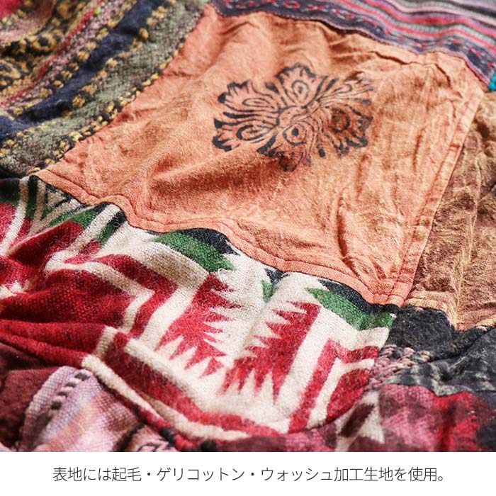 楽天市場】裏フリースほかほかゆったりネパール織りエスニック