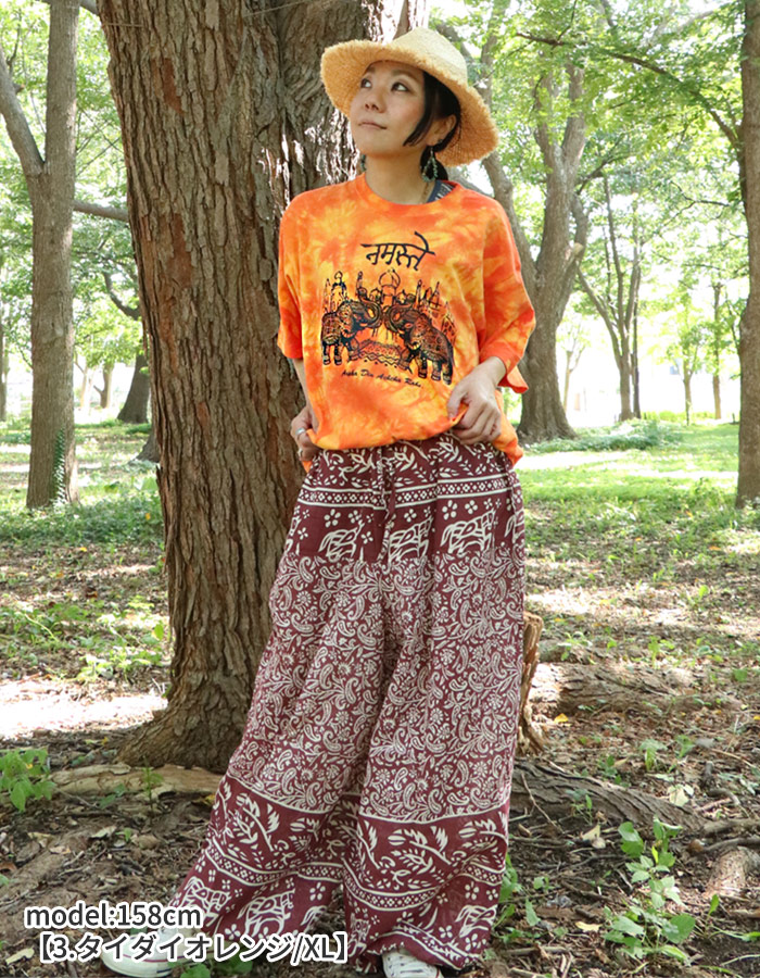 半袖 Tシャツ エスニック ゾウ タイダイ染め インド インド象 アジアン 