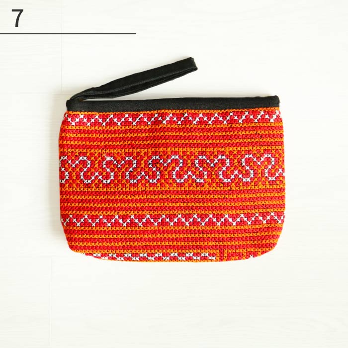 ポーチ フラット 小物入れ エスニック モン族 刺繍 刺しゅう おしゃれ