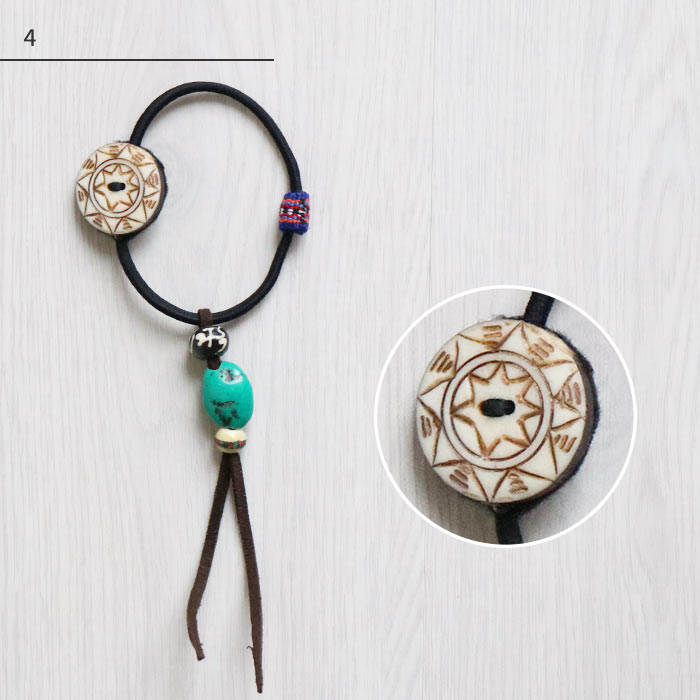 ヘアゴム レディース エスニック ビーズ リス族 刺しゅう まとめ髪