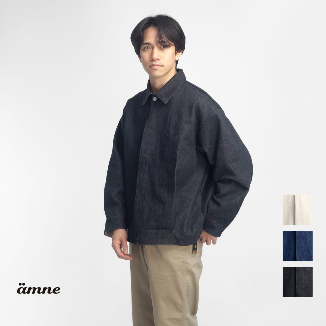 アンヌ amne プレウォッシュデニム プリーツブルゾン 日本製 メンズ 