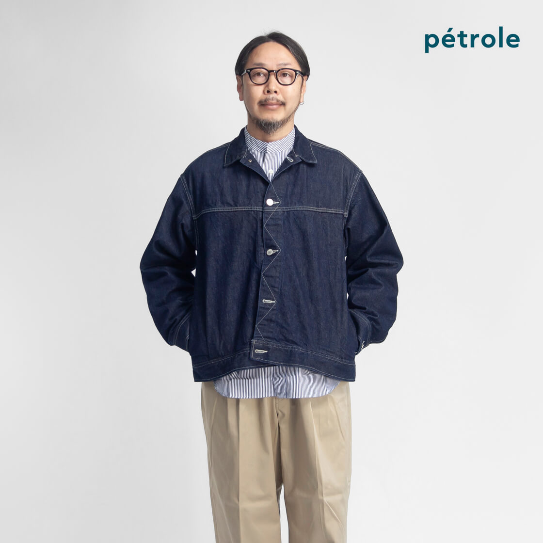 ぺトロール petrole デニム オミットブルゾン 日本製 メンズ : MARC