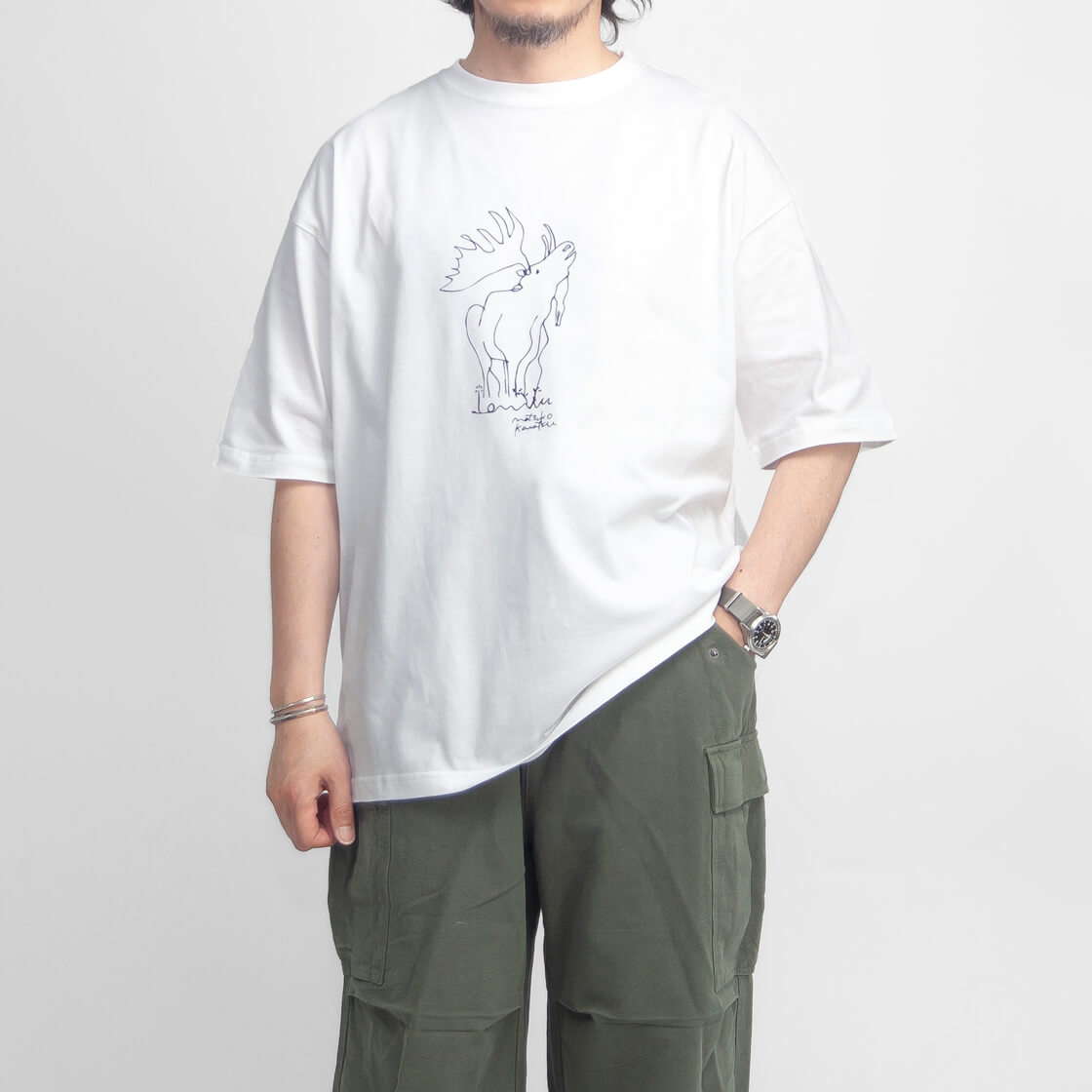 アンヌ amne カワツナツコ ELK プリントルーズTシャツ メンズ | ブランド登録なし | 02