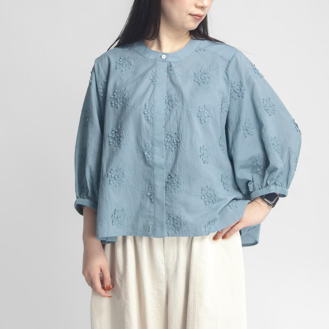 Kelen（ケレン） シャツ フラワーレースデザインブラウス 7分袖 LEA