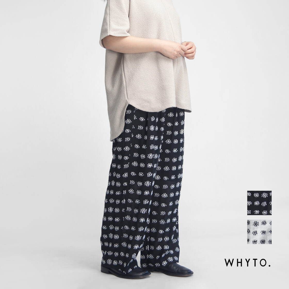 WHYTO（ホワイト） WHYTO. ジャカード ワイドパンツ 2タック 総柄