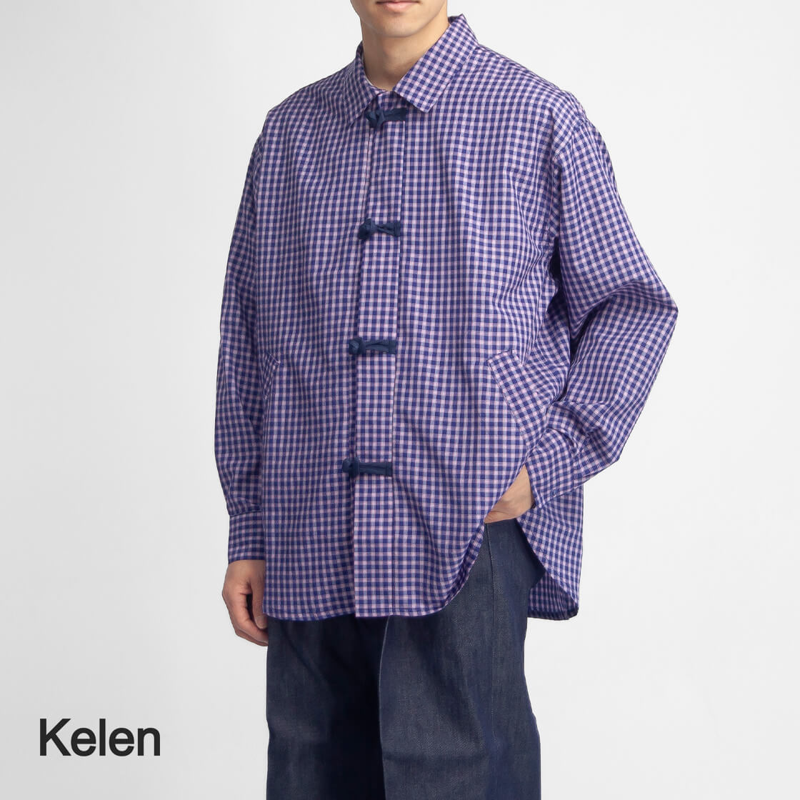 Kelen（ケレン） KELEN BRETON チャイナボタン チェックシャツ メンズ