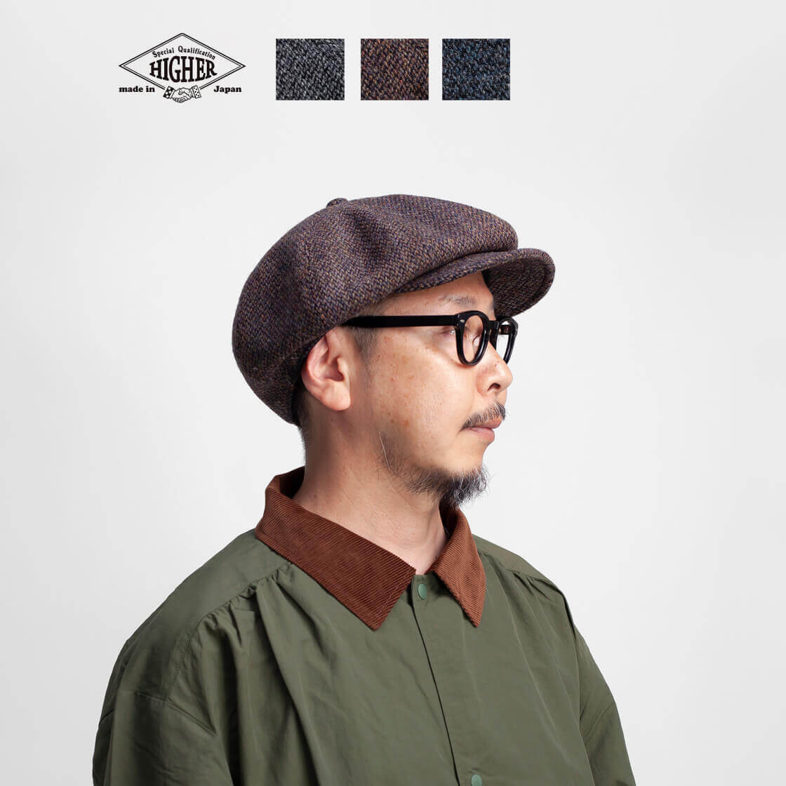 HIGHER（ハイヤー） ハリスツイード ウール キャスケット 日本製