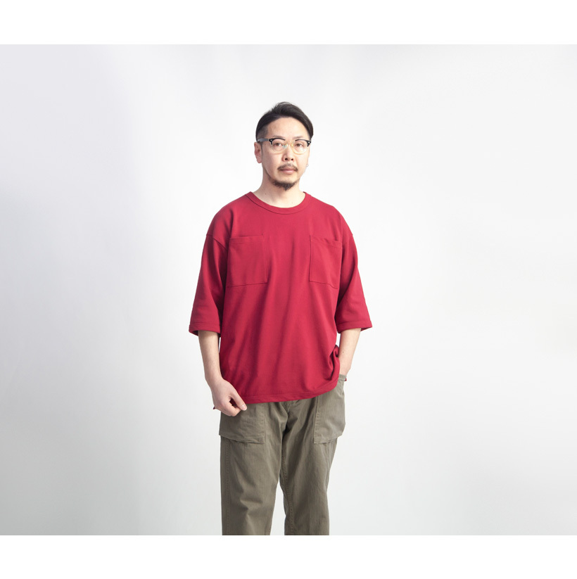 2色 メンズ 五分袖 コントラストフライングショルダーシャツ fav-15218-07.jpg
