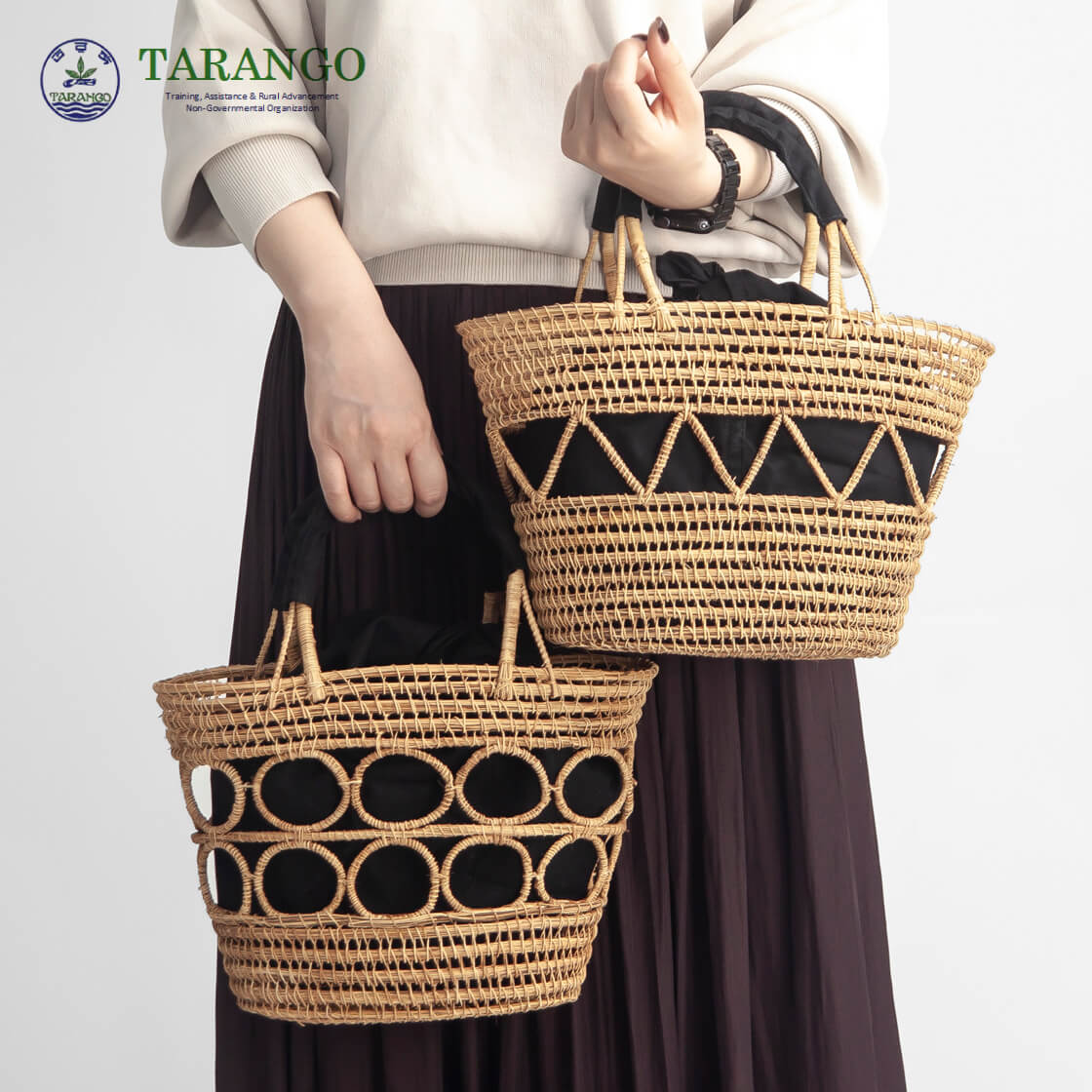 TARANGO タランゴ パームファイバー 手編み かごバッグ インナー