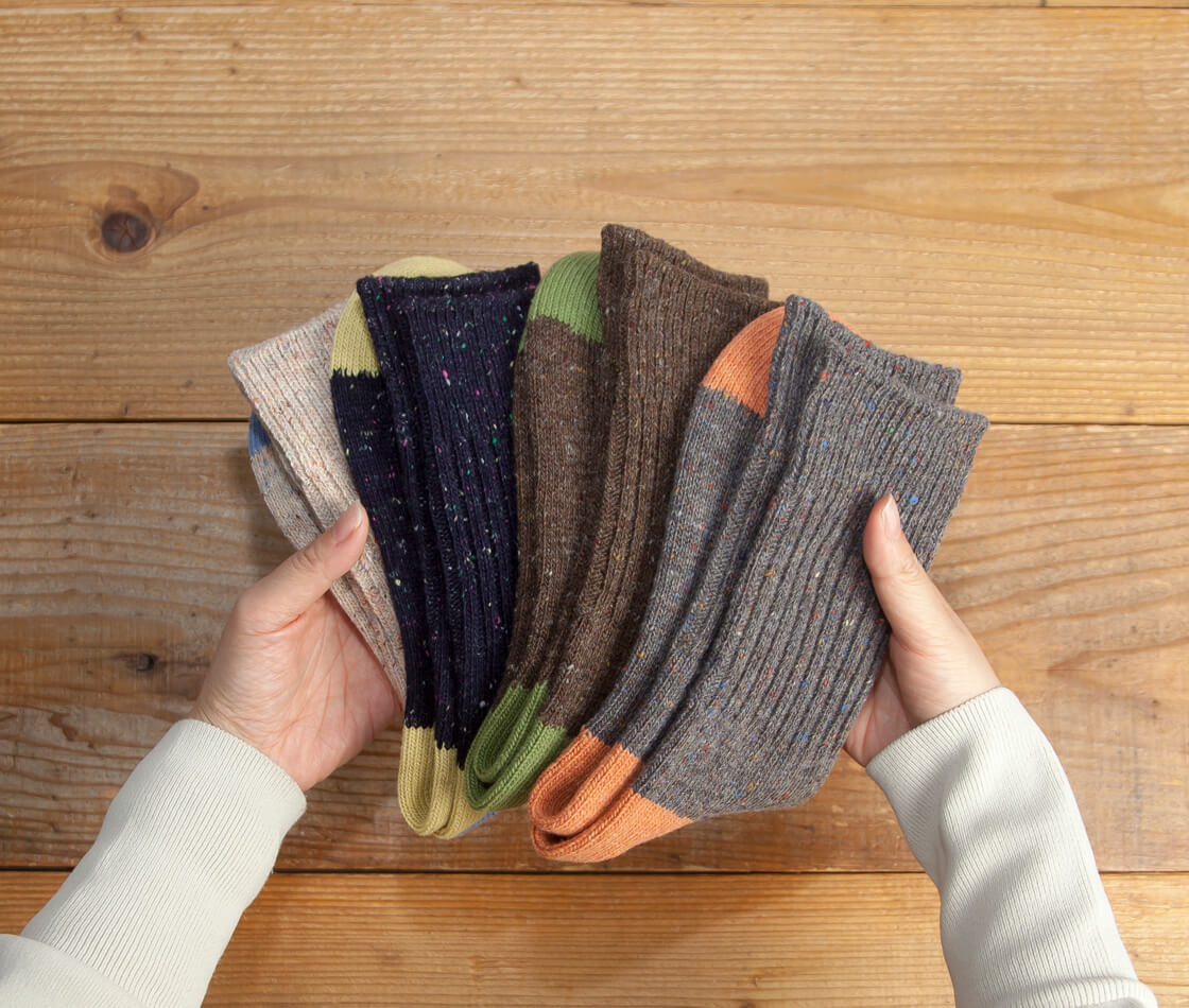 AnonymousIsm アノニマスイズム ハーフソックス ツイードネップ 日本製 靴下 レディース